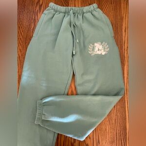 Green Joggers with Embroidered Logo
